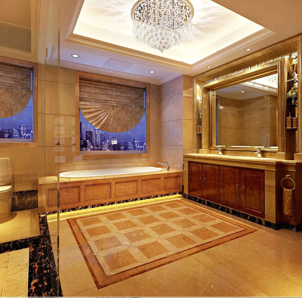 Salle de bain avec baignoire et robinetterie