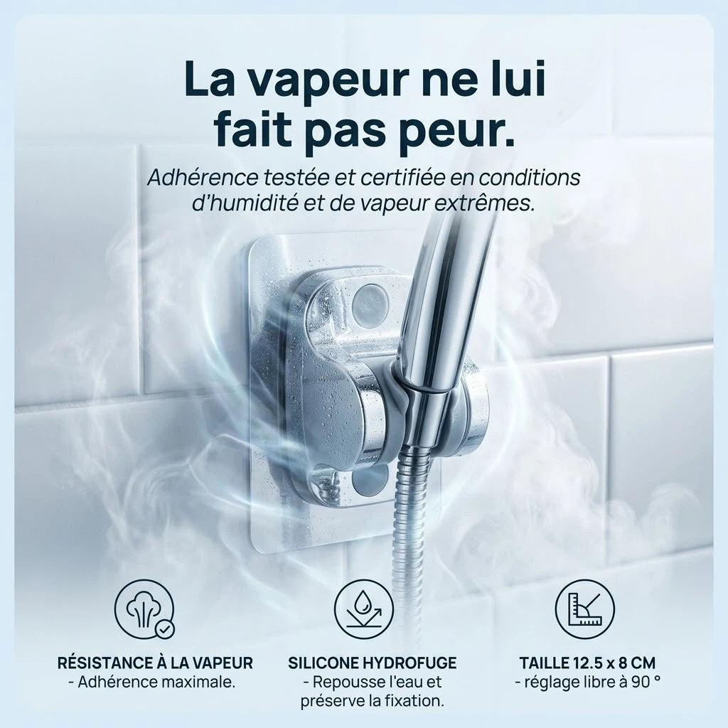 Support de douche auto-adhésif - vue de dos sur fond blanc
