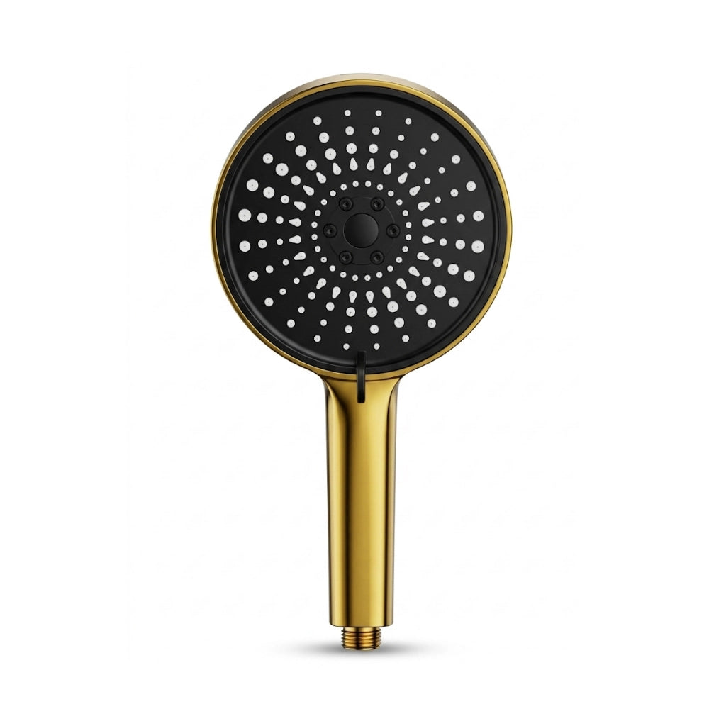 Pommeau de douche doré 5 modes - vue principale sur fond blanc