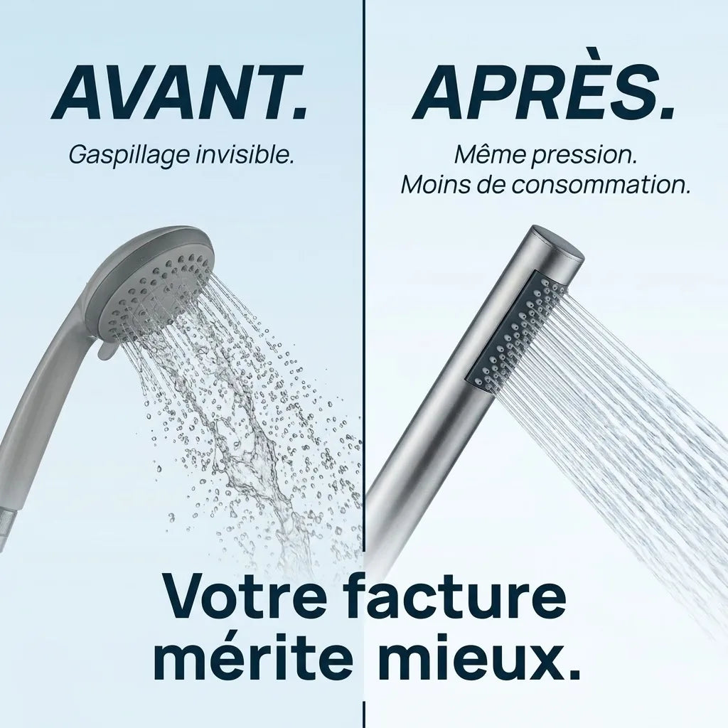 Douchette Barre Jet Unique Économique Argent Brossé - vue de détail sur fond blanc
