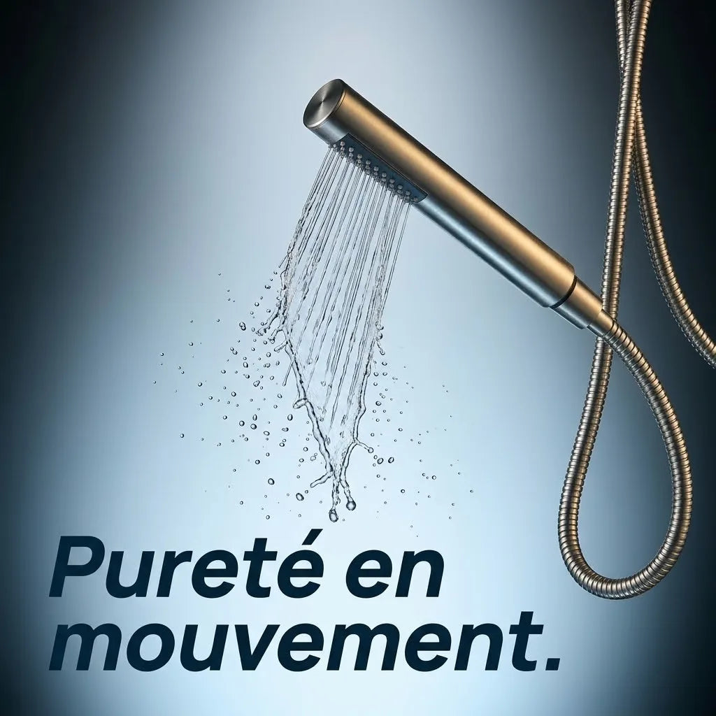 Douchette Barre Jet Unique Économique Argent Brossé - détail des buses sur fond blanc