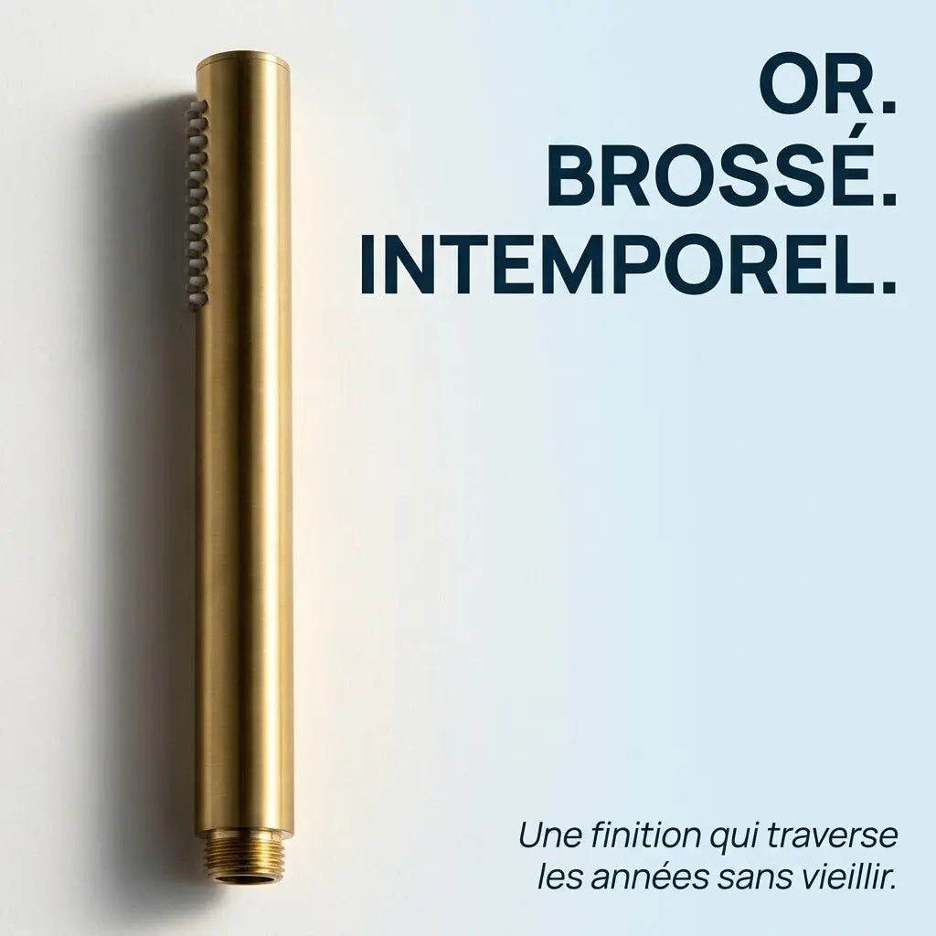 Douchette Dorée Brossée Bâton Cylindrique Minimaliste