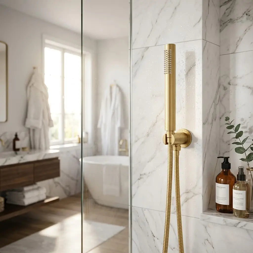 Douchette Dorée Brossée Bâton Cylindrique Minimaliste