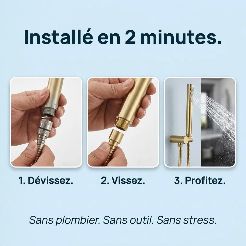 Douchette Dorée Brossée Bâton Cylindrique Minimaliste