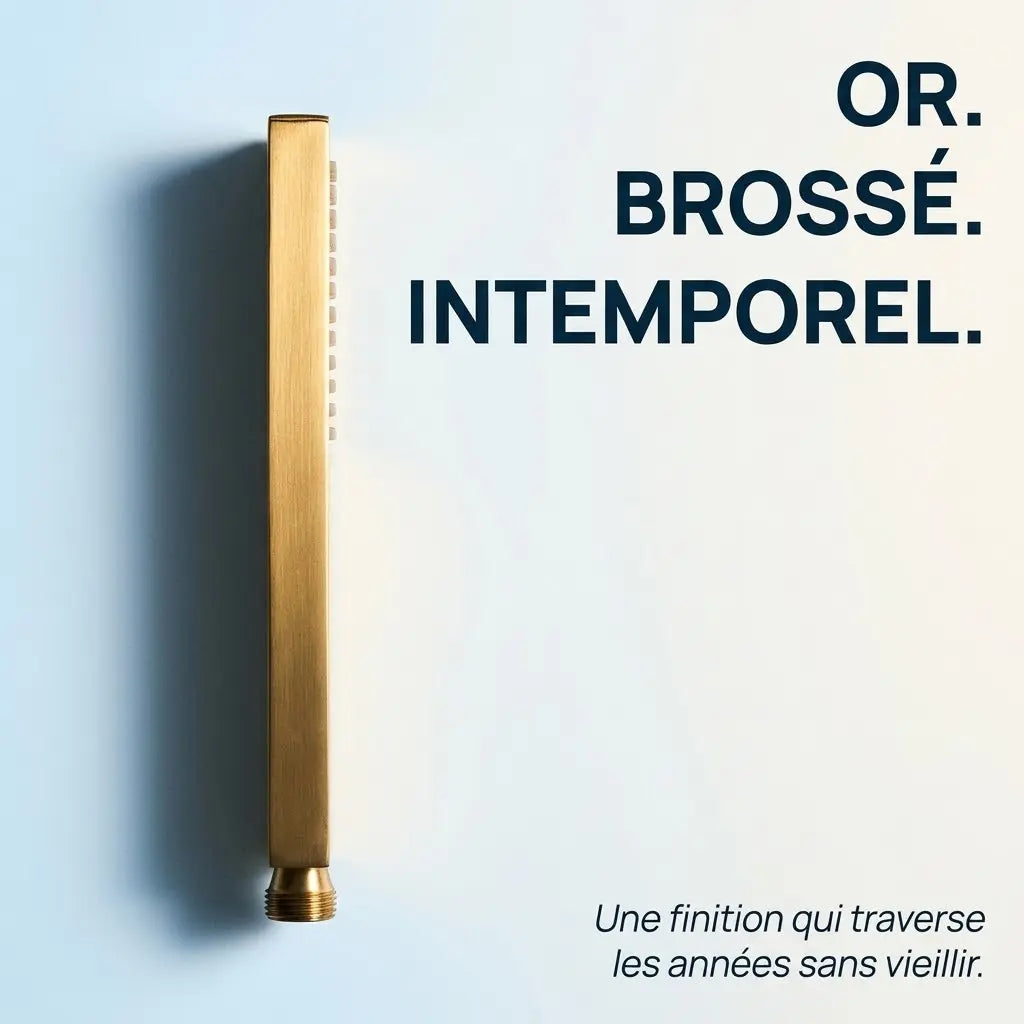 Douchette Dorée Brossée Plate Rectangulaire à Buses