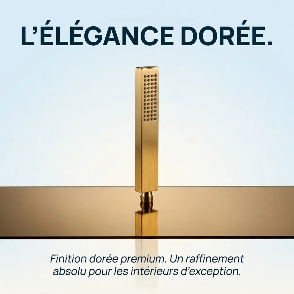 Douchette Dorée Brossée Plate Rectangulaire à Buses