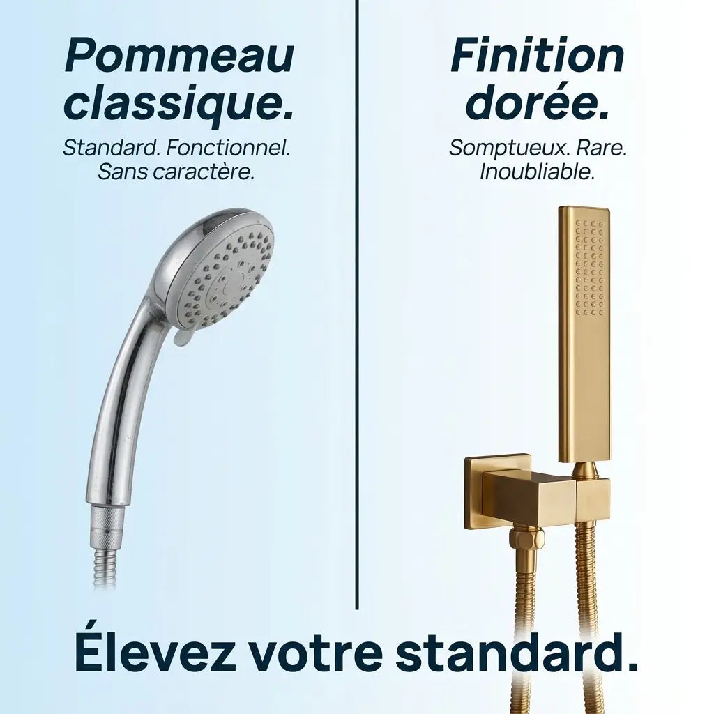 Douchette Dorée Brossée Rectangle Allongé en Laiton