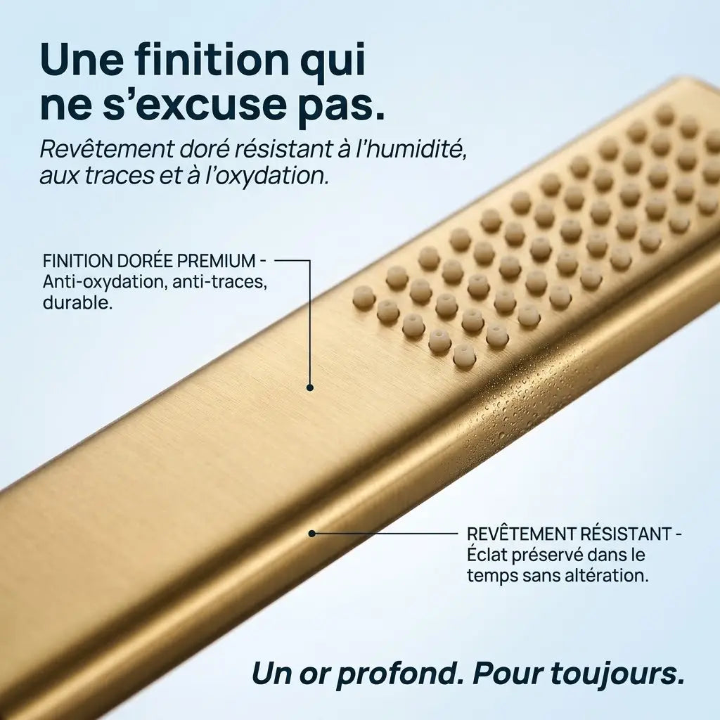 Douchette Dorée Brossée Rectangle Allongé en Laiton