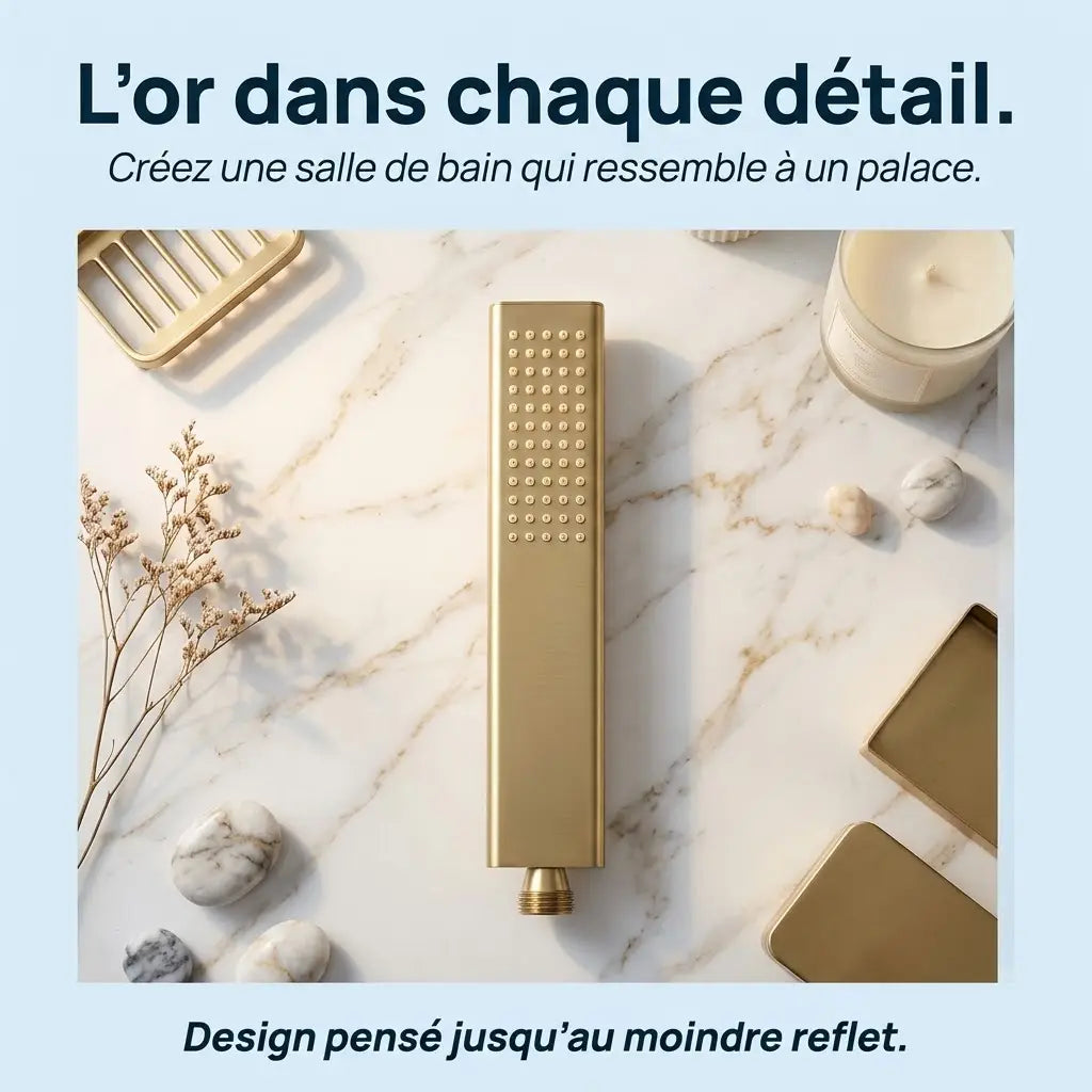 Douchette Dorée Brossée Rectangle Allongé en Laiton