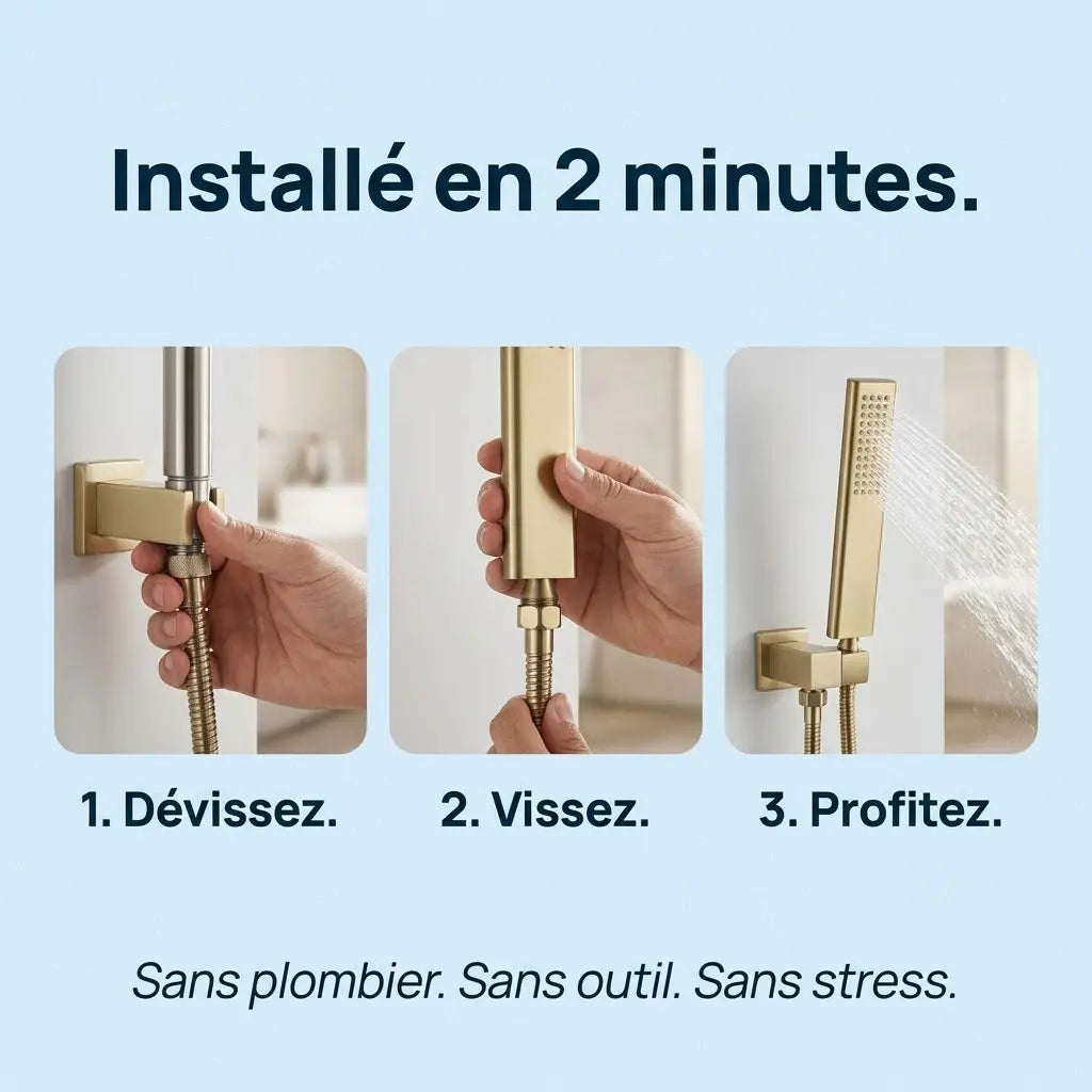 Douchette Dorée Brossée Rectangle Allongé en Laiton