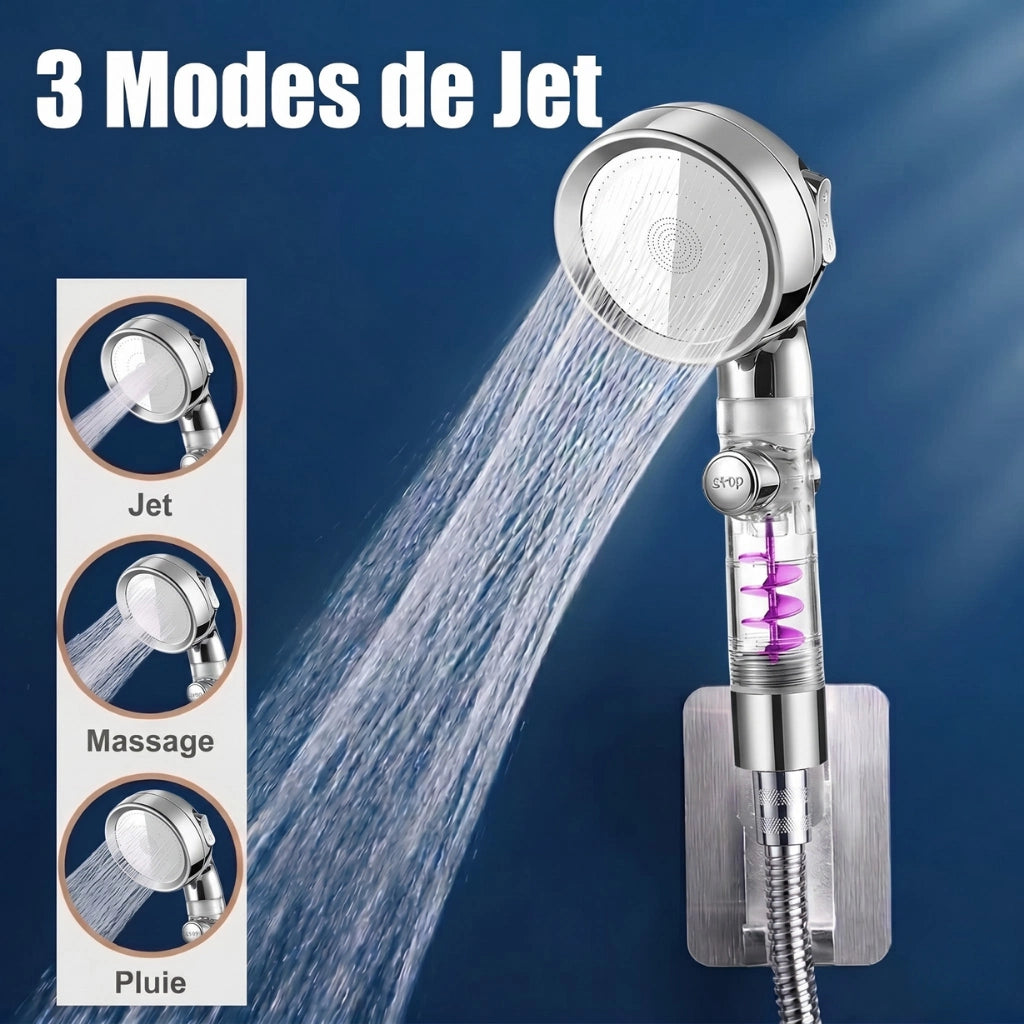 Pommeau de douche anti calcaire turbo chargé