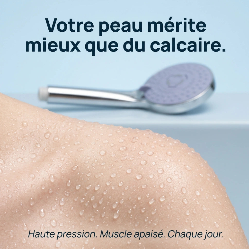Pommeau de douche haute pression avec buse - vue de côté sur fond blanc