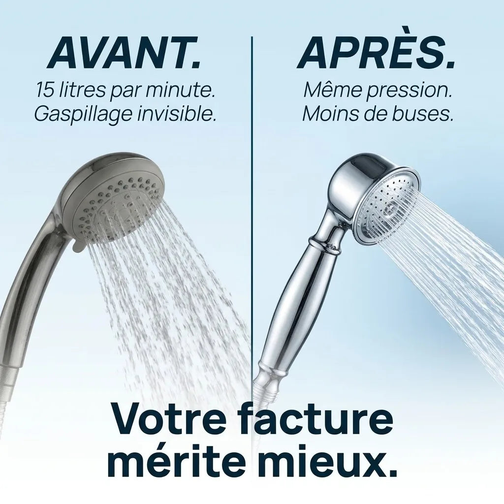 Pommeau de Douche Économique Chromé Vintage en Laiton - vue de dos sur fond blanc