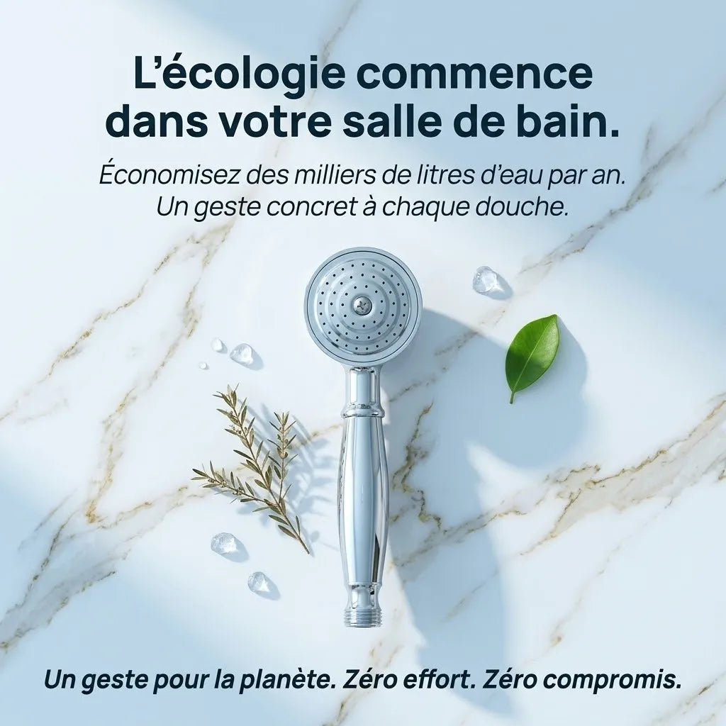 Pommeau de Douche Économique Chromé Vintage en Laiton - vue rapprochée sur fond blanc