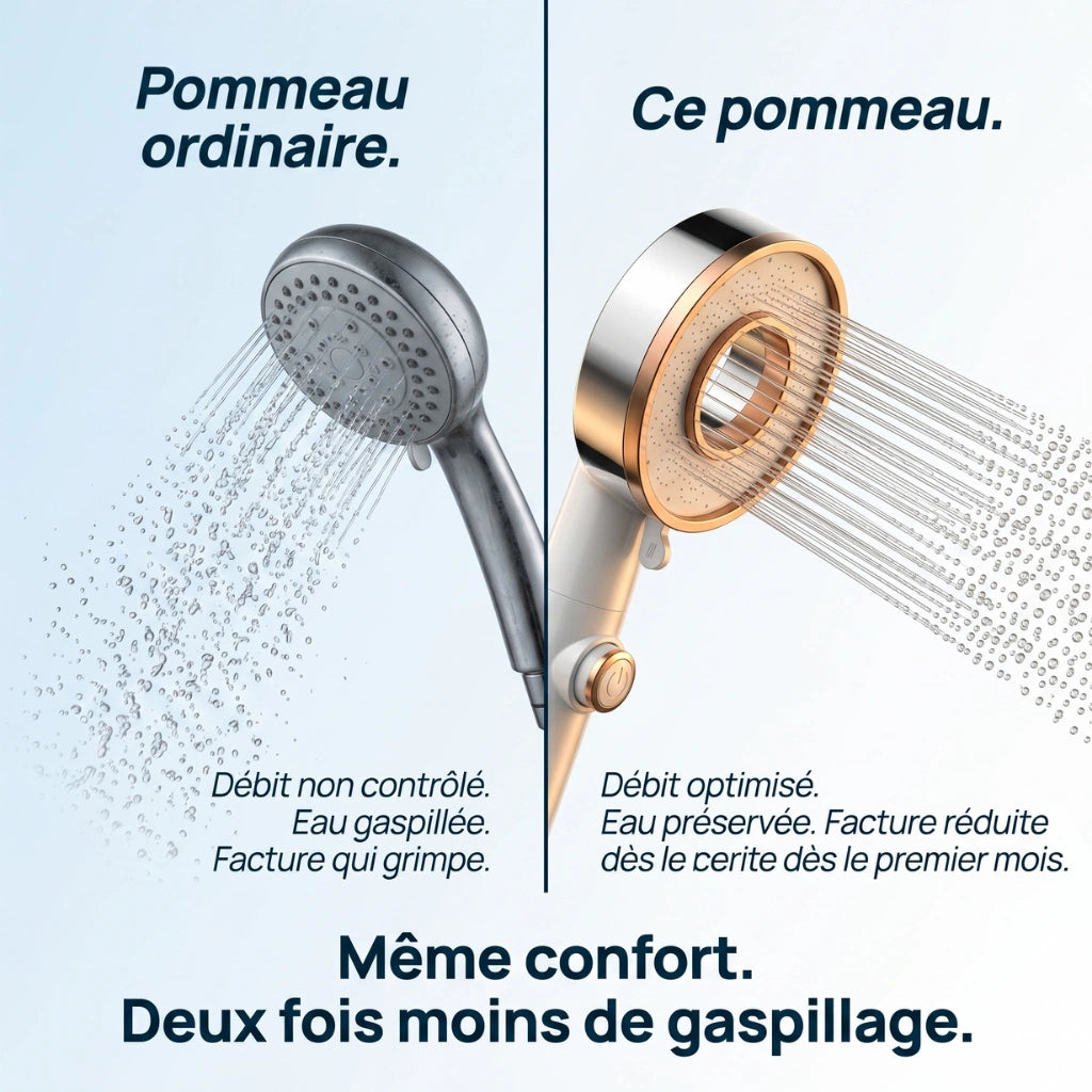Pommeau de douche brumisateur économique - vue de face sur fond blanc