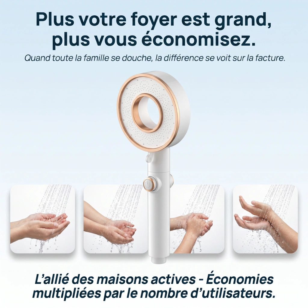Pommeau de douche brumisateur économique - vue de détail sur fond blanc