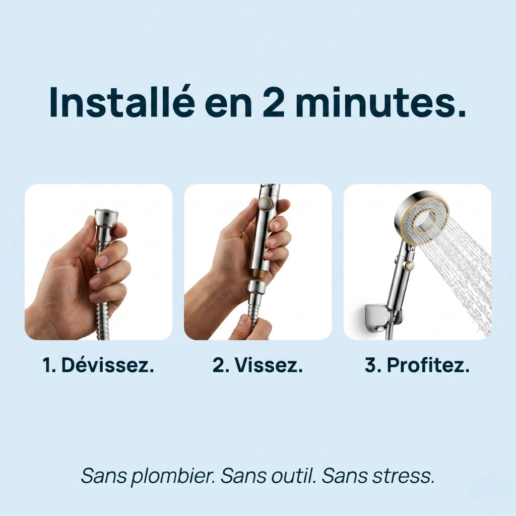 Pommeau de douche brumisateur économique - vue rapprochée sur fond blanc