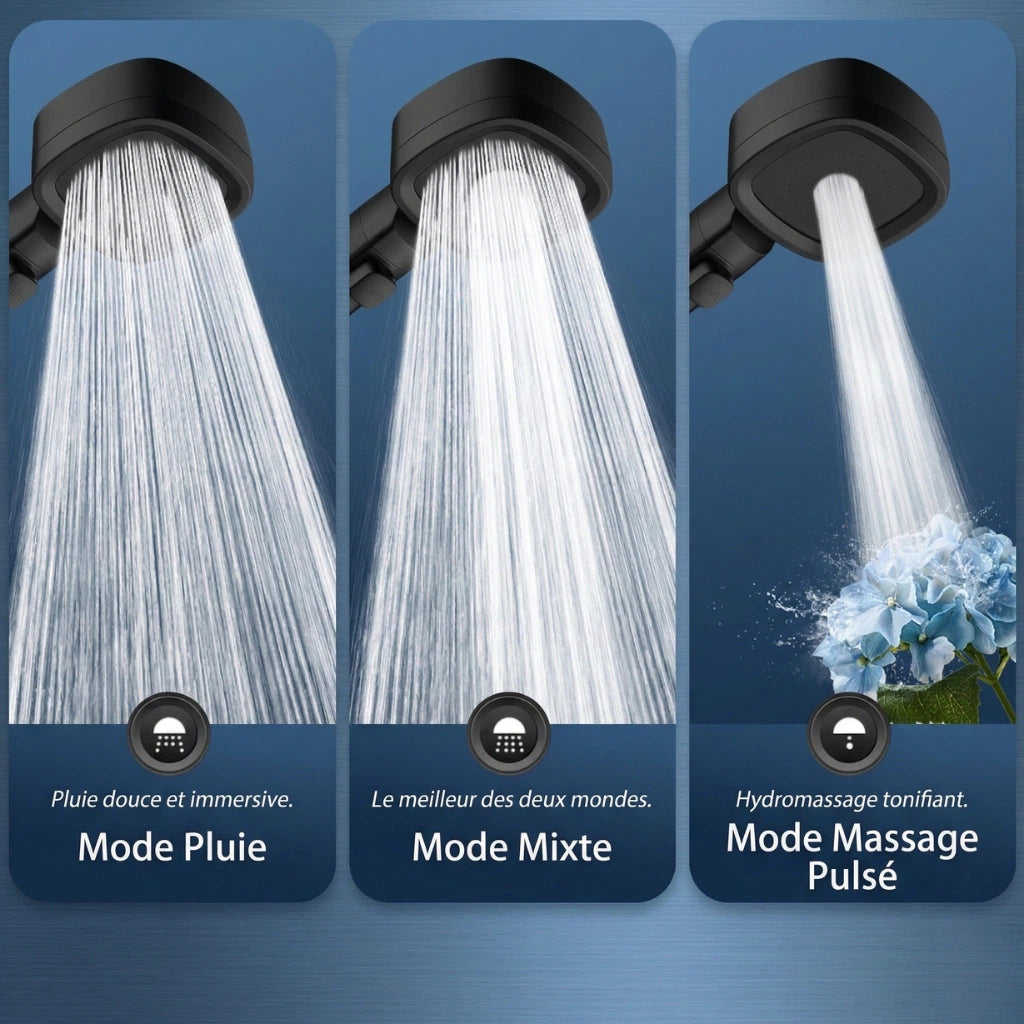 Pommeau de douche noir économique haute pression