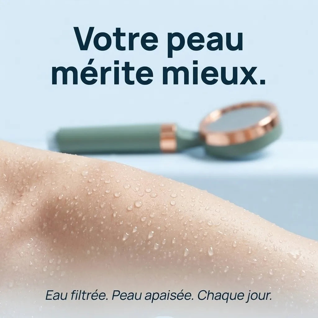 Pommeau de Douche Filtrant Vert et Or Rose 3 Filtres