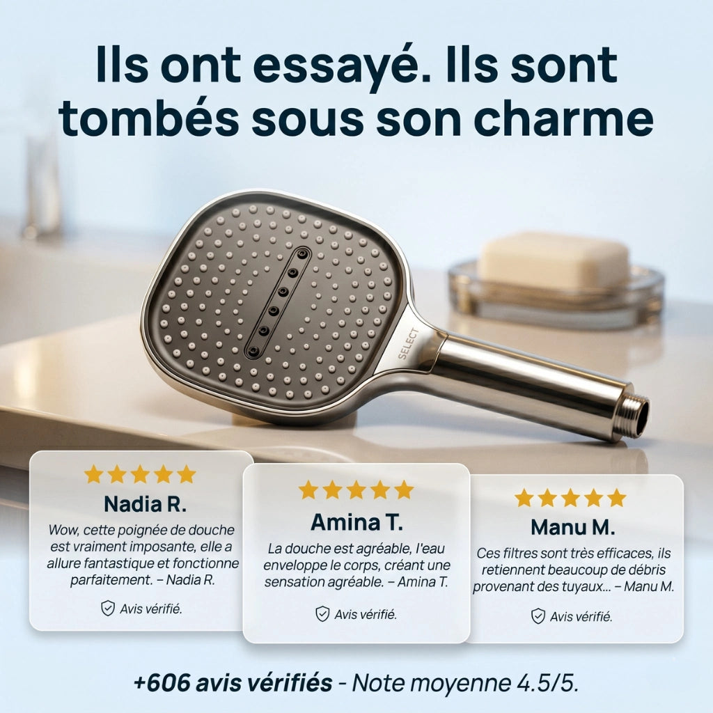Pommeau de douche haute pression avec filtre - vue de détail sur fond blanc