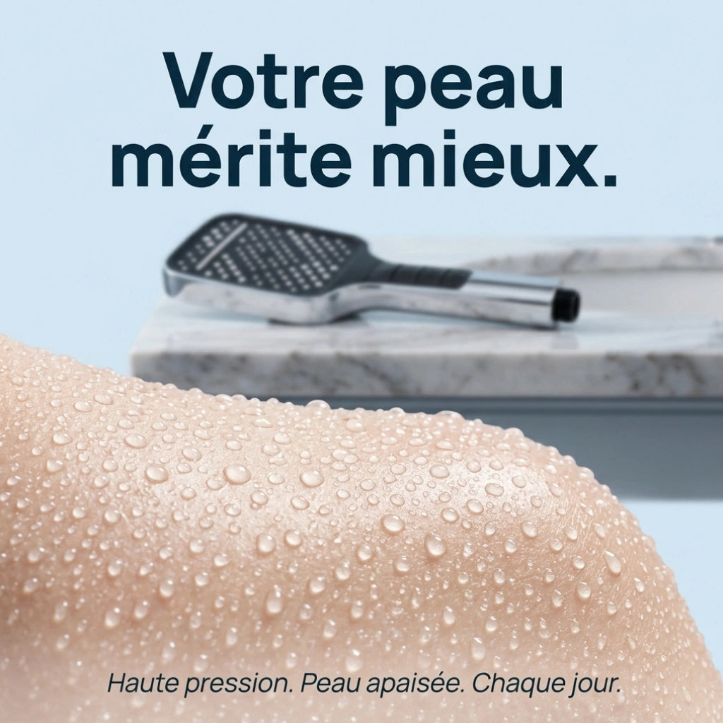 Pommeau de douche haute pression 3 en 1 - vue de dos sur fond blanc