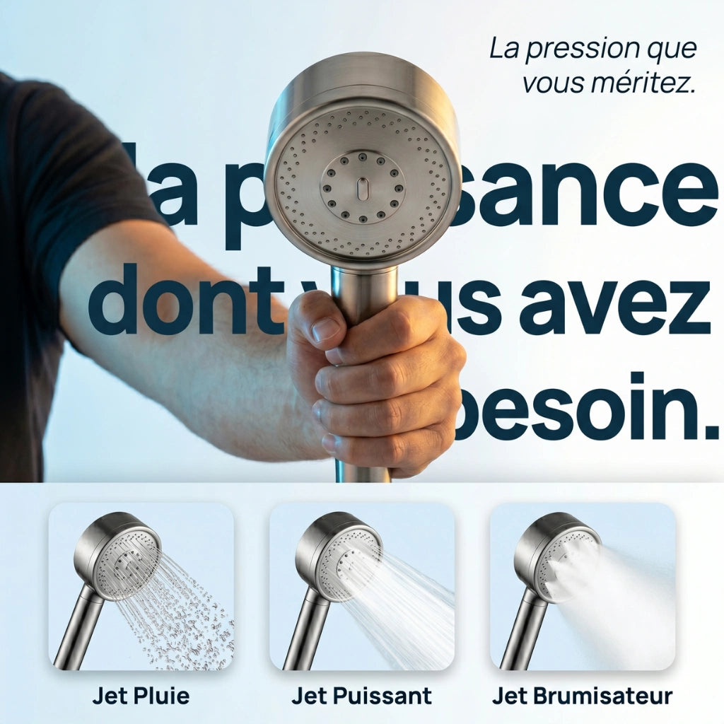 Pommeau de douche acier inoxydable haute pression pulvérisateur