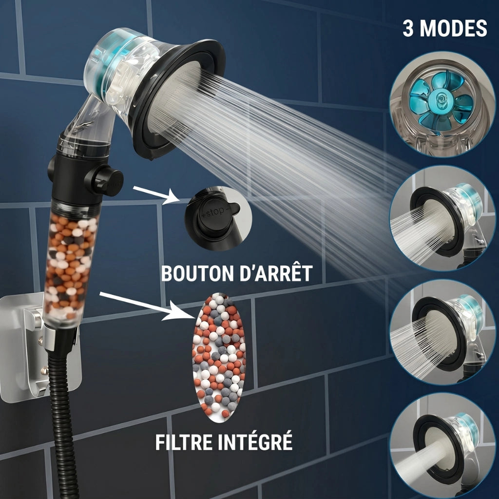Pommeau de douche hélice anti calcaire à billes