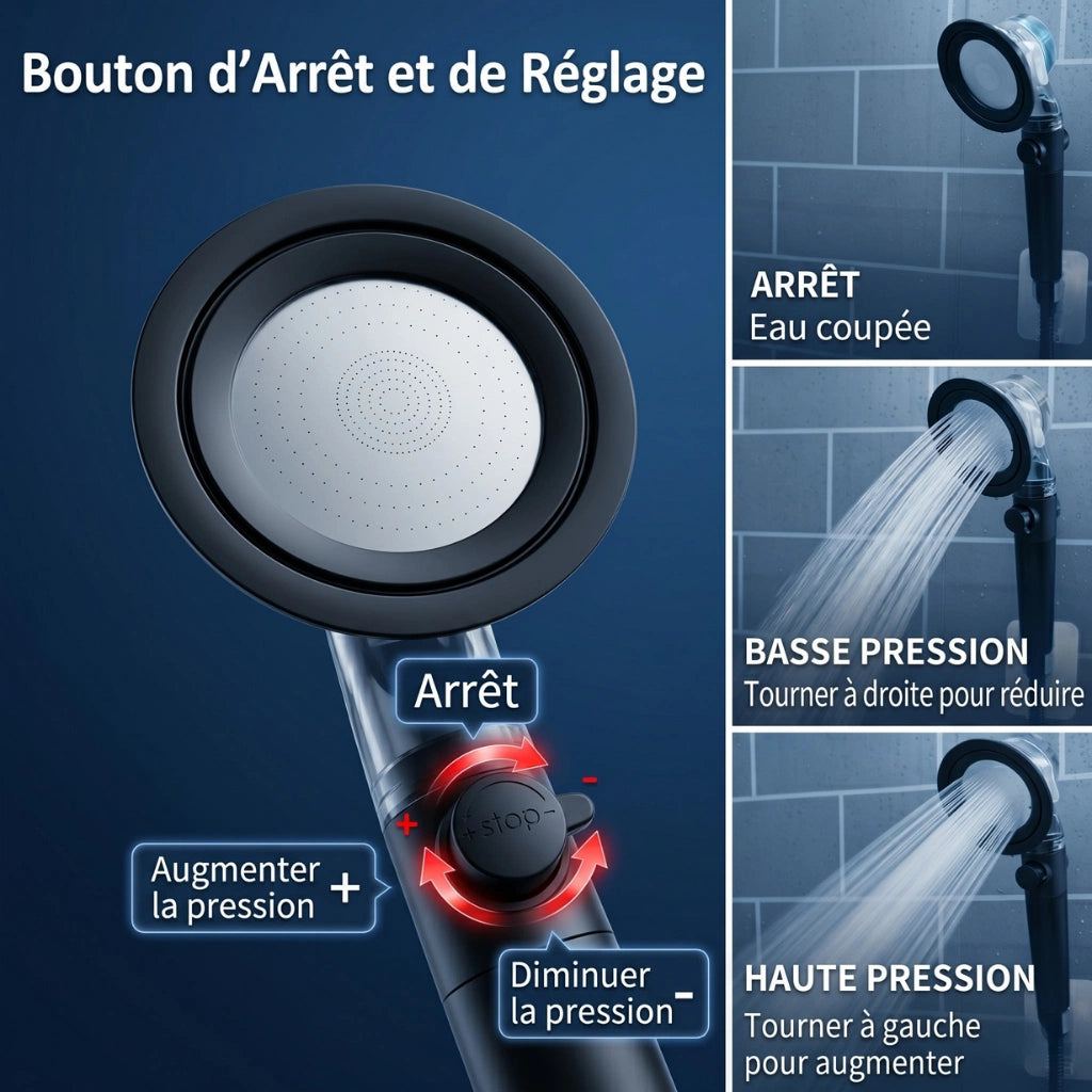 Pommeau de douche hélice anti calcaire à filtre