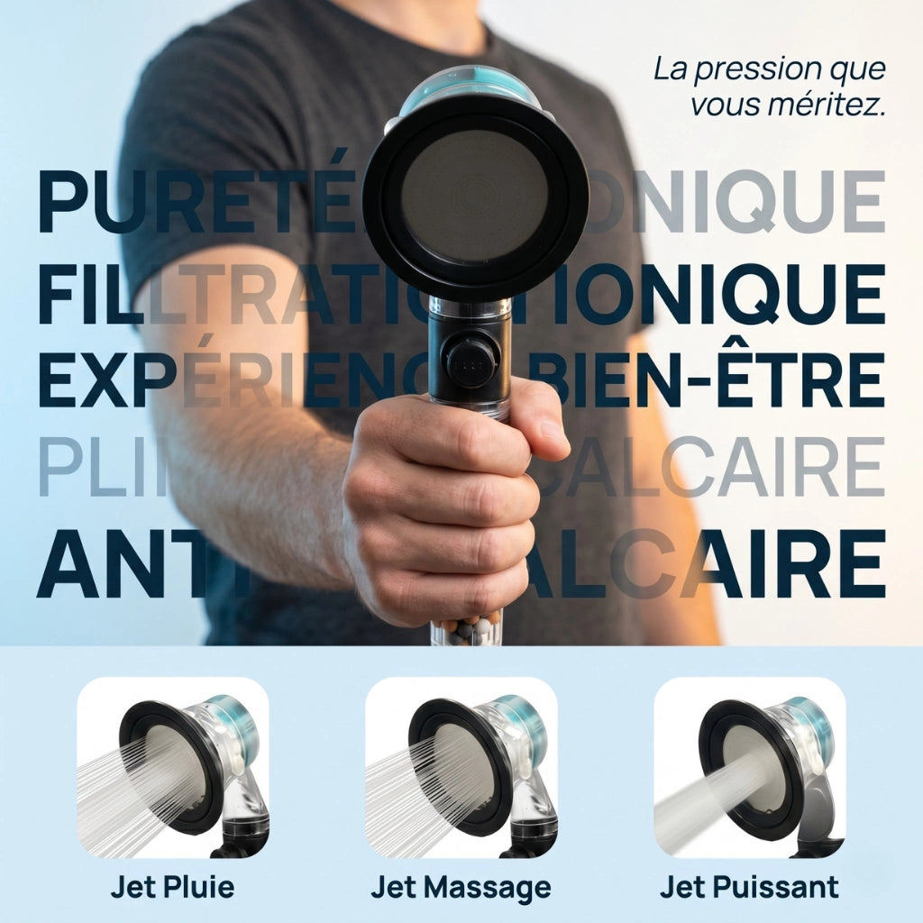 Pommeau de douche hélice anti calcaire à billes
