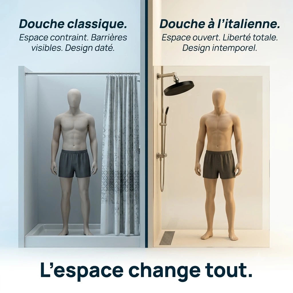 Pommeau de douche italienne noir 6 modes - détail des buses sur fond blanc