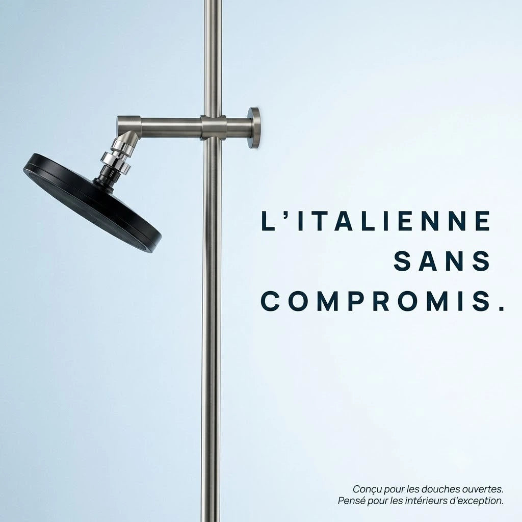 Pommeau de douche italienne noir 6 modes - vue de détail sur fond blanc