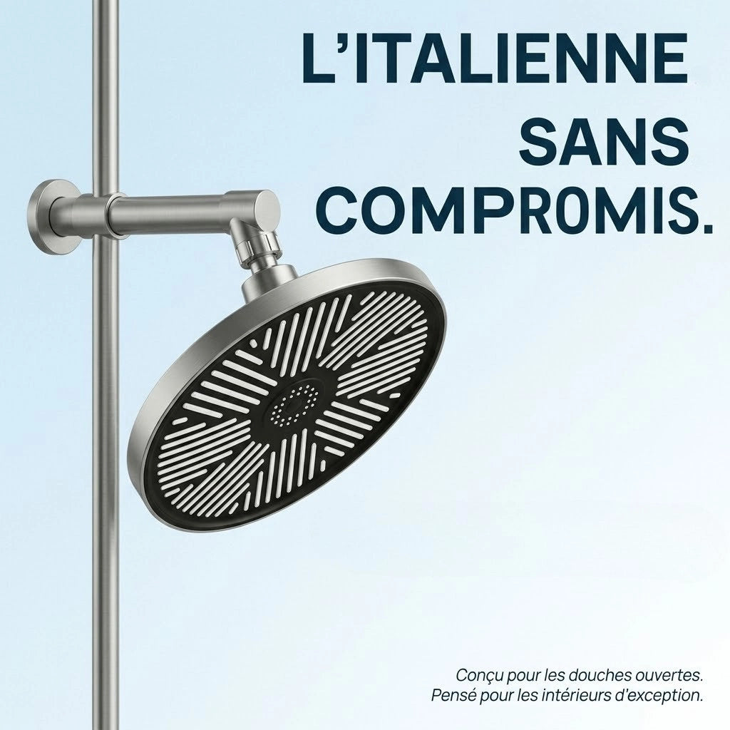 Pommeau de douche italienne à spirale - vue de détail sur fond blanc