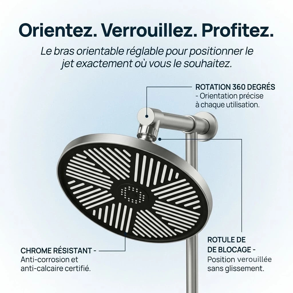 Pommeau de douche italienne à spirale - vue de côté sur fond blanc