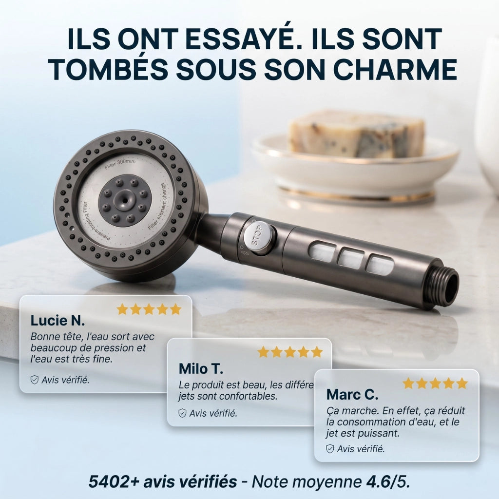 Pommeau de douche anticalcaire avec jet intense avis clients
