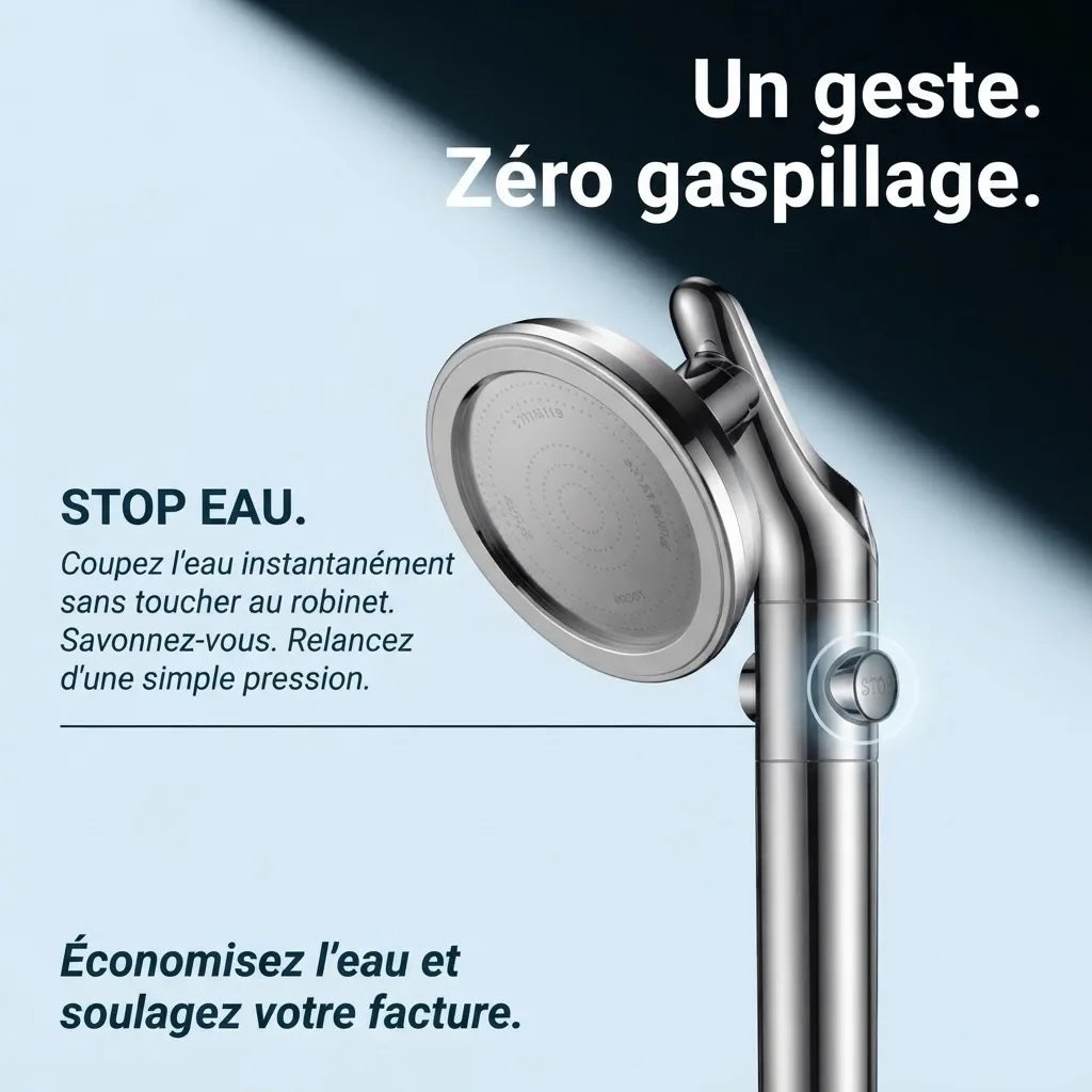 Pommeau de Douche Orientable - Double Usage Main et Fixe - vue de dos sur fond blanc