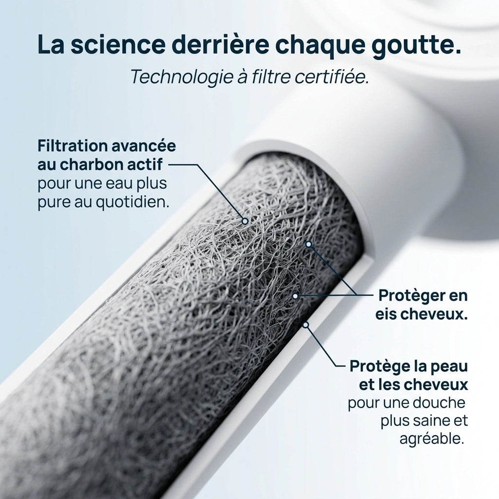 Pommeau de douche premium anticalcaire technologie à filtre expliqué.