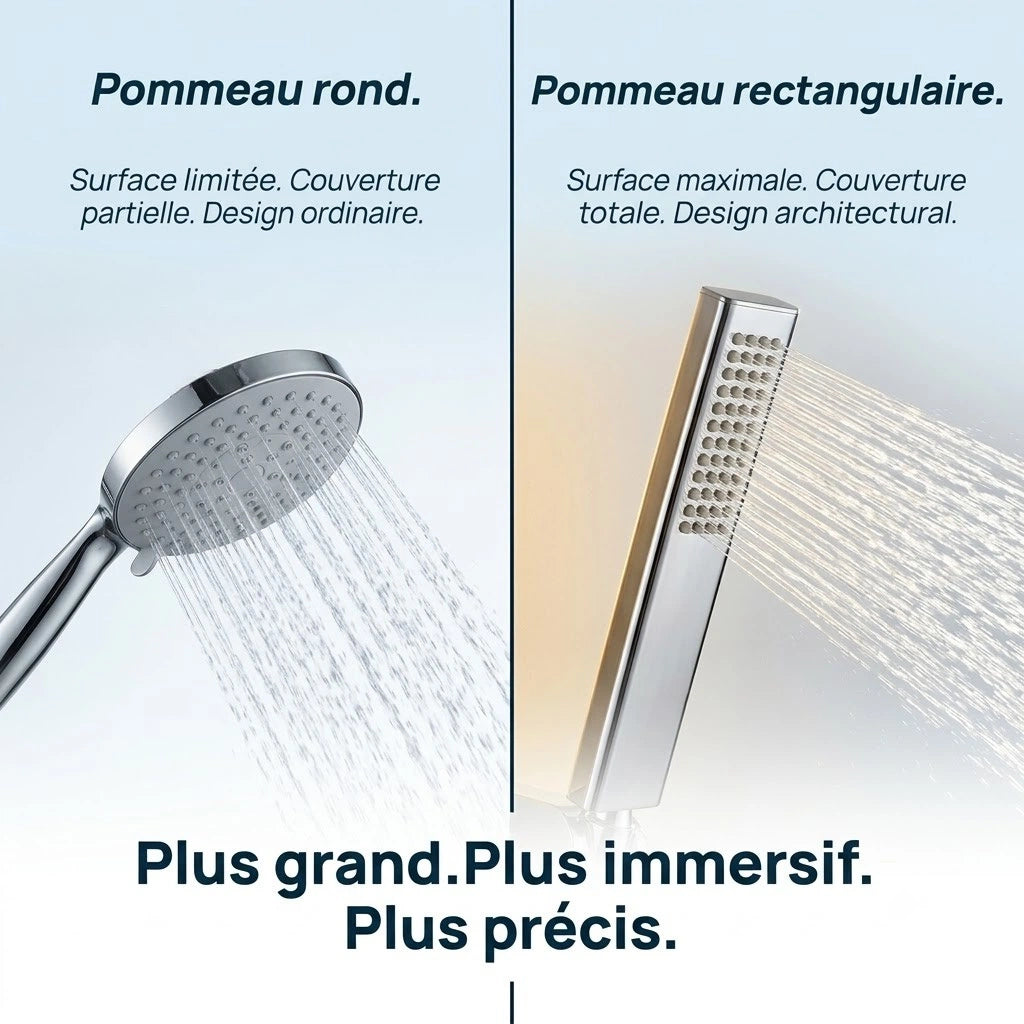 Pommeau de douche rectangulaire à buses - vue principale sur fond blanc