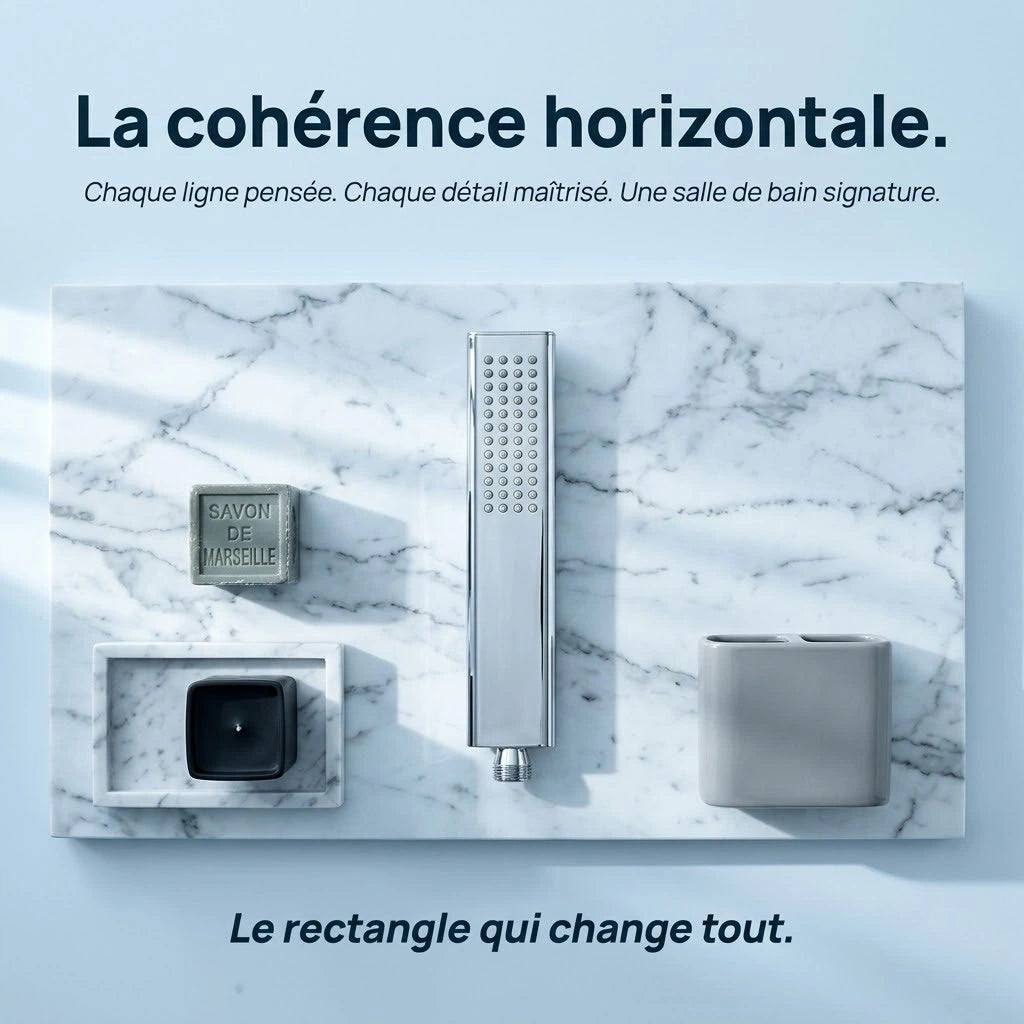 Pommeau de douche rectangulaire à buses - détail des buses sur fond blanc