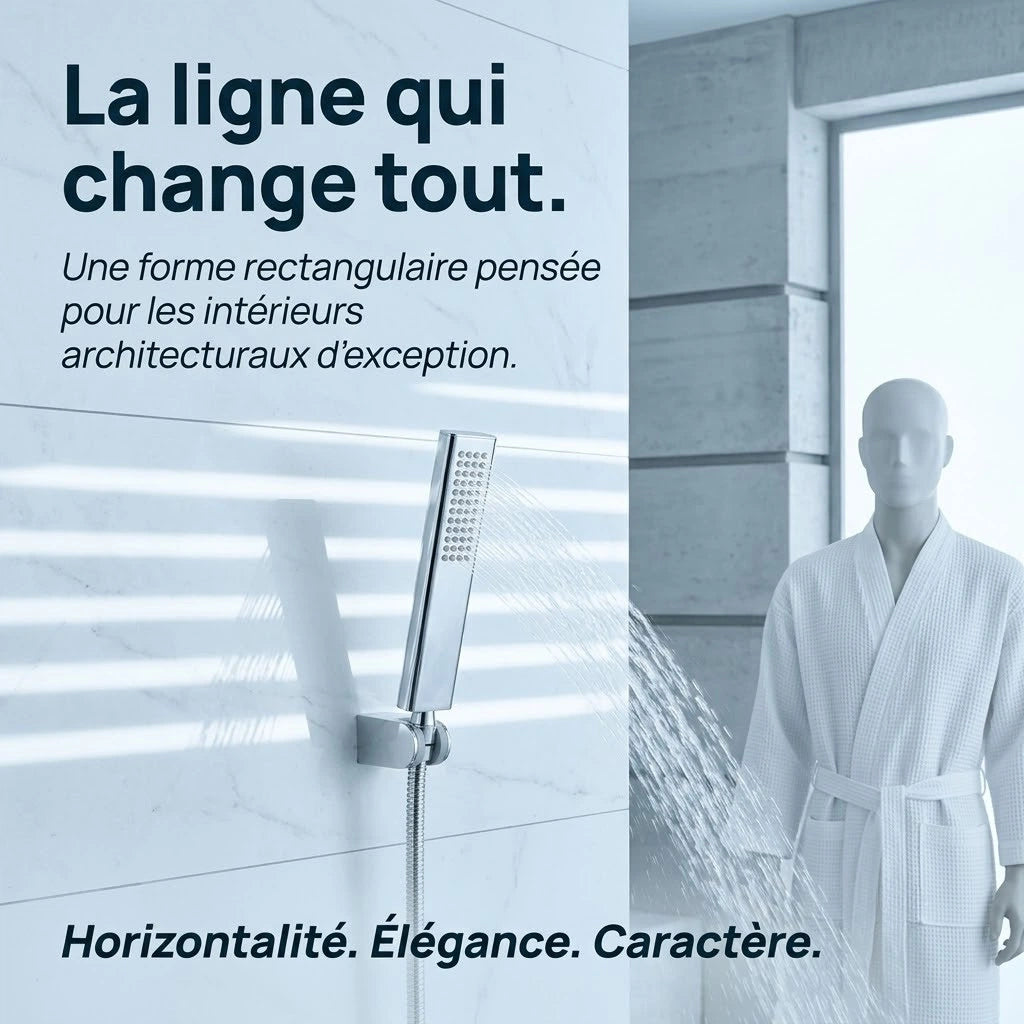 Pommeau de douche rectangulaire à buses - vue de dos sur fond blanc