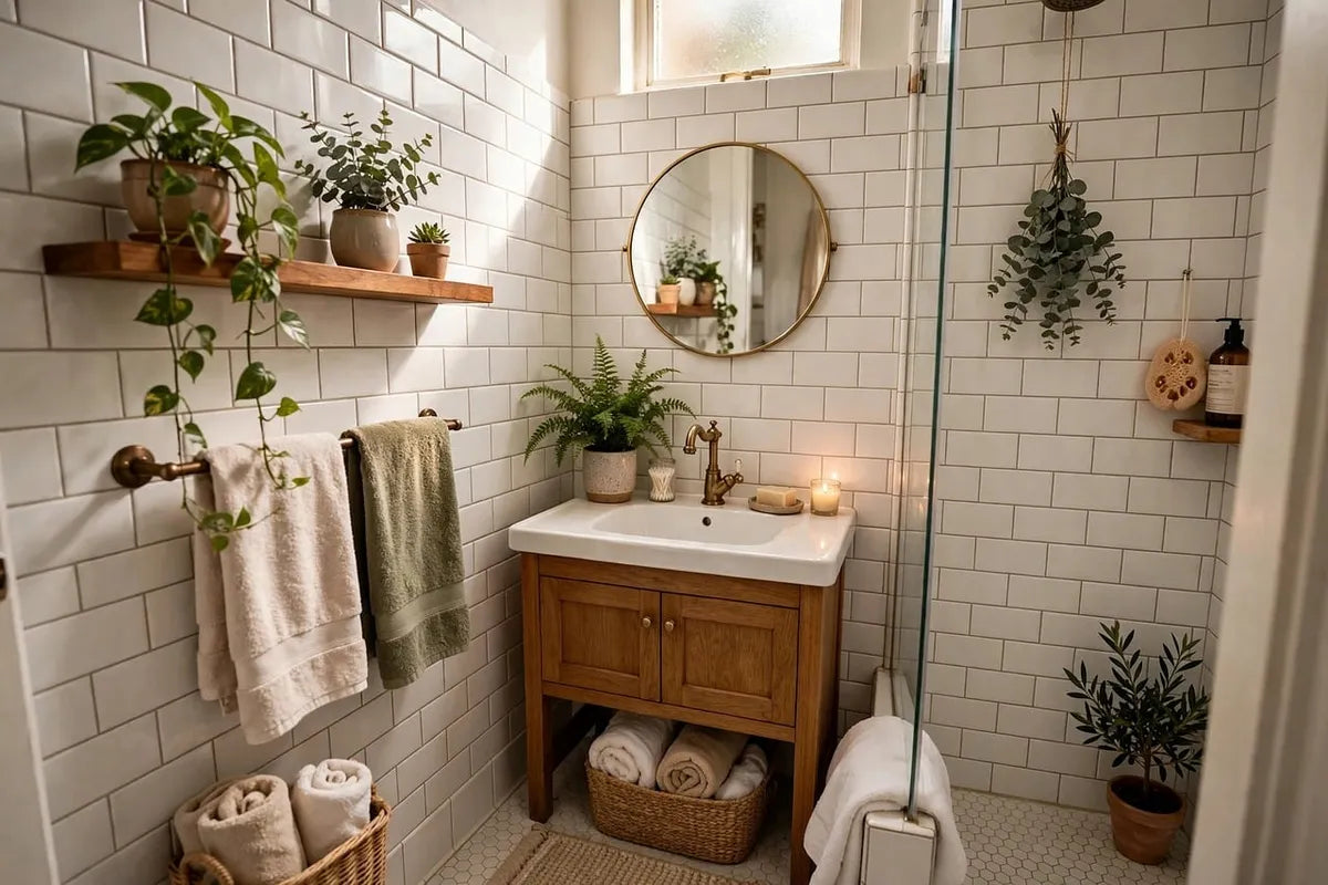 Salle de bain en bois avec douche