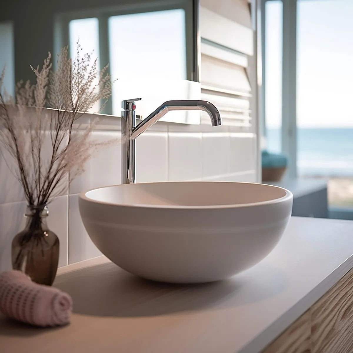 Salle de bain d'appartement moderne avec vasque