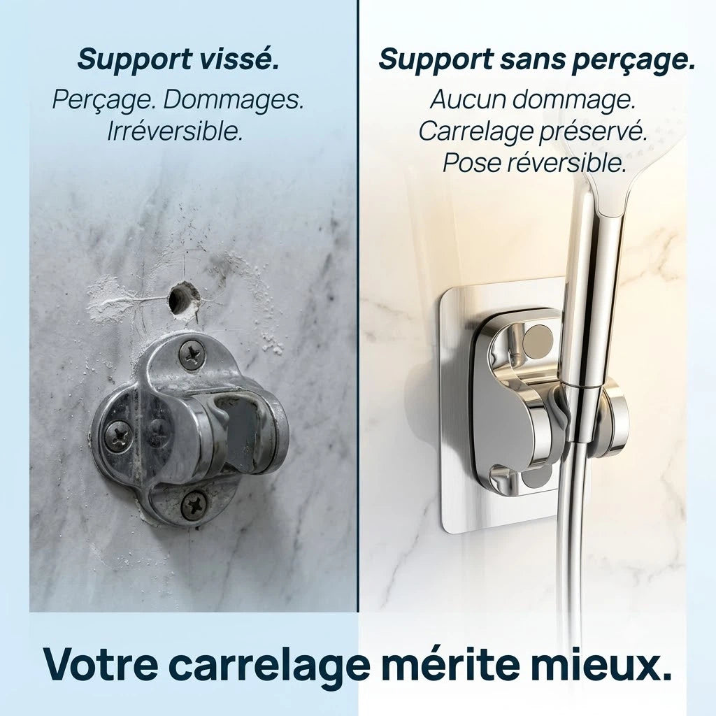 Support de douche auto-adhésif - vue de face sur fond blanc
