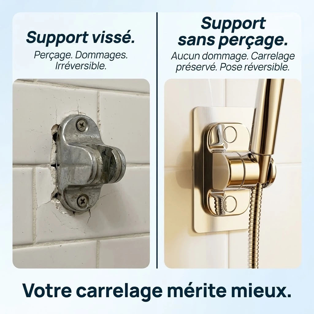 Support de douche auto-adhésif réglable - vue principale sur fond blanc