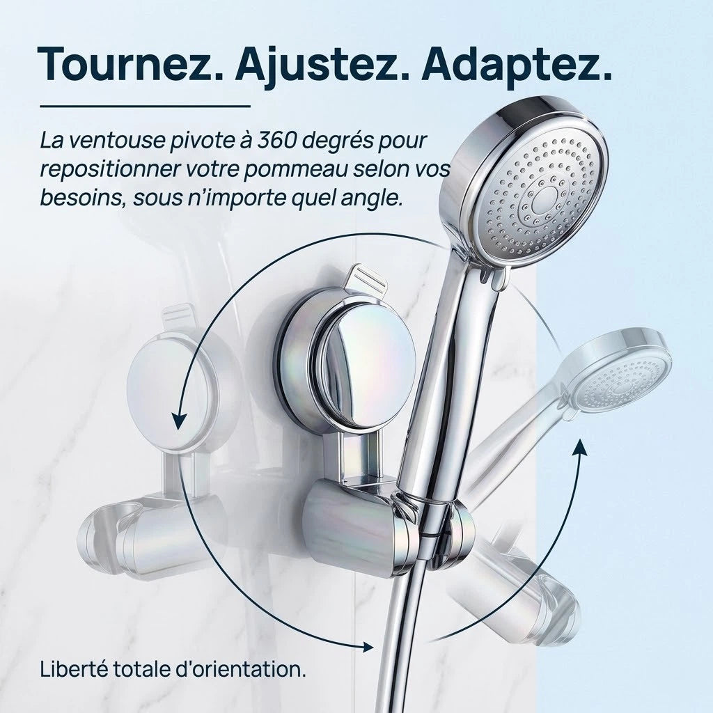 Support de douche à ventouse universel - vue de côté sur fond blanc