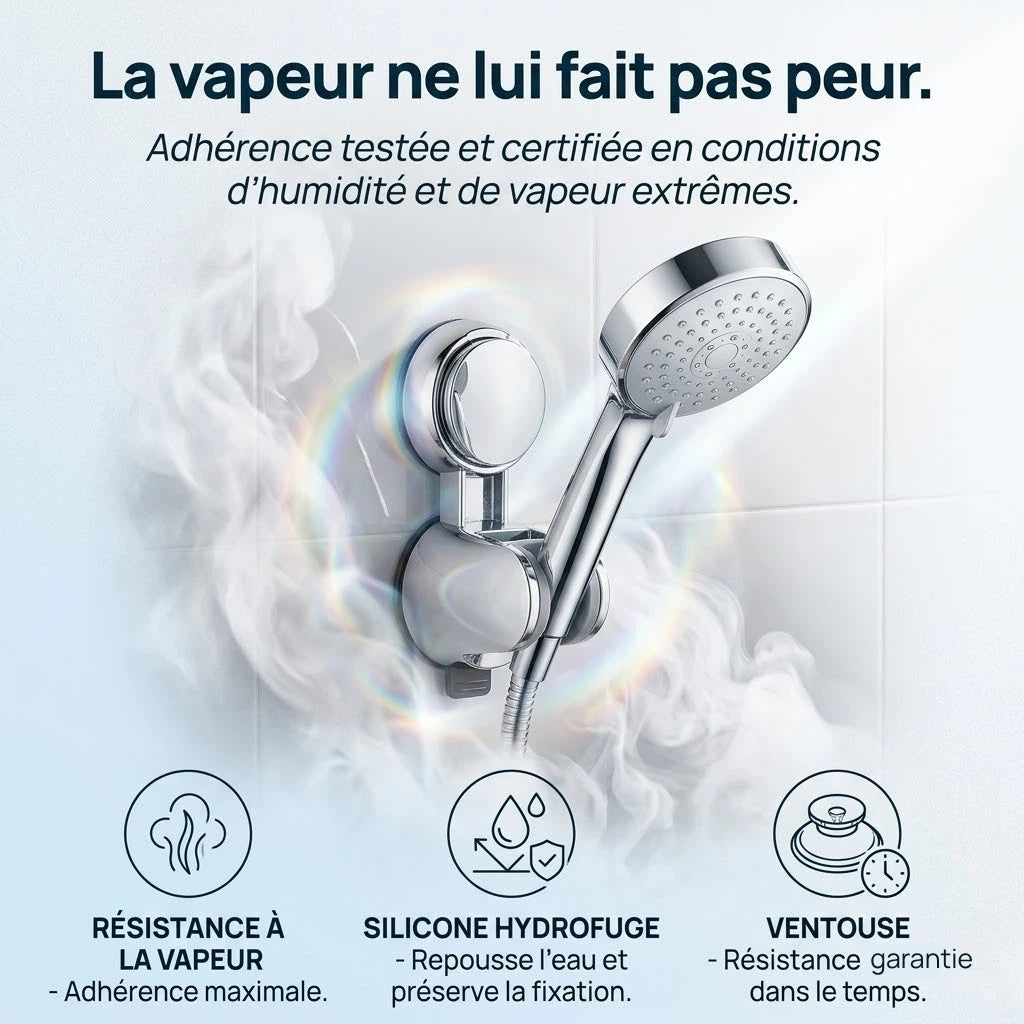 Support de douche à ventouse universel - vue de détail sur fond blanc