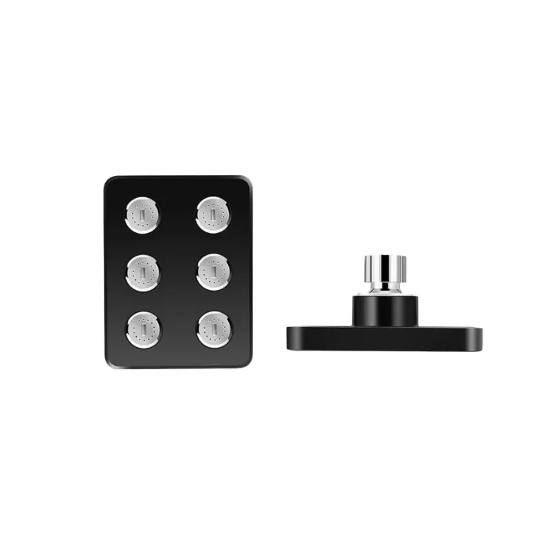 Mini tête de douche effet pluie noir sur fond blanc