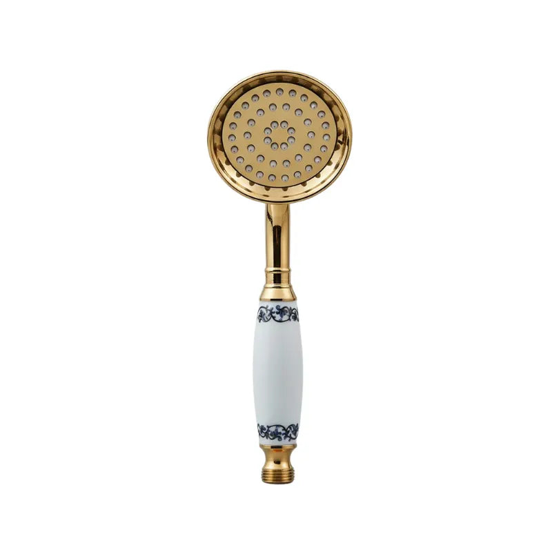 Pommeau de douche doré vintage à buses motif fleur
