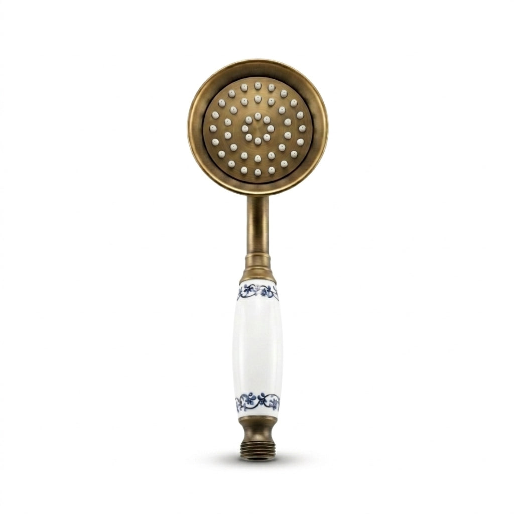 Pommeau de douche doré vintage à buses motif fleur