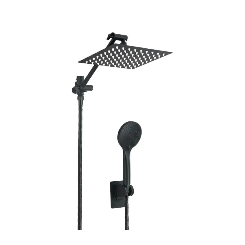 Pommeau de douche double kit complet noir - vue principale sur fond blanc