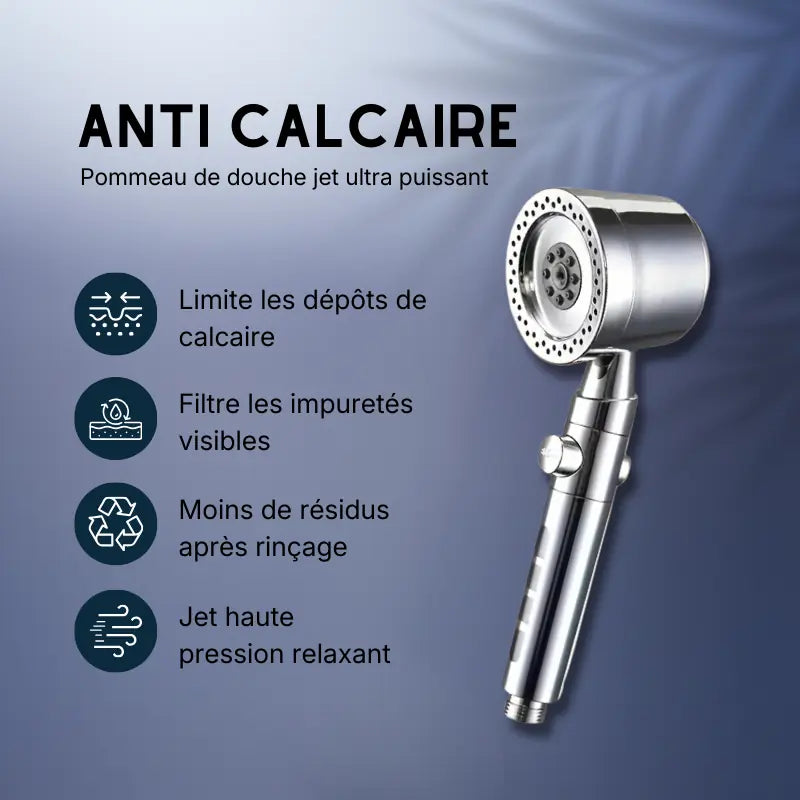Pommeau de douche chrome anticalcaire bienfaits descriptions